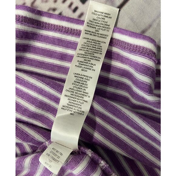 Chicos 2 Light Sweater Womens L Purple Striped Crew Neck Long Sleeves Stretch - Picture 10 of 12